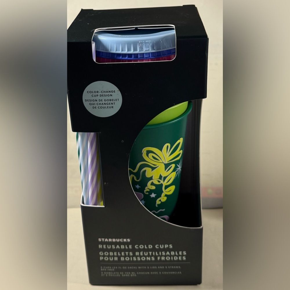 Starbucks Holiday Color Changing Reusable Cold Cups 24oz Set of 5 NEW IN BOX
